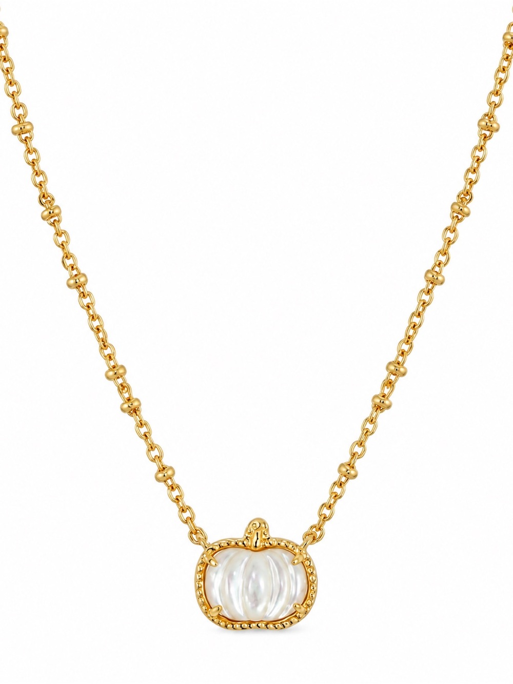 Kendra Scott Pumpkin Gold Short Pendant Necklace in Ivory Mother-of-Pearl